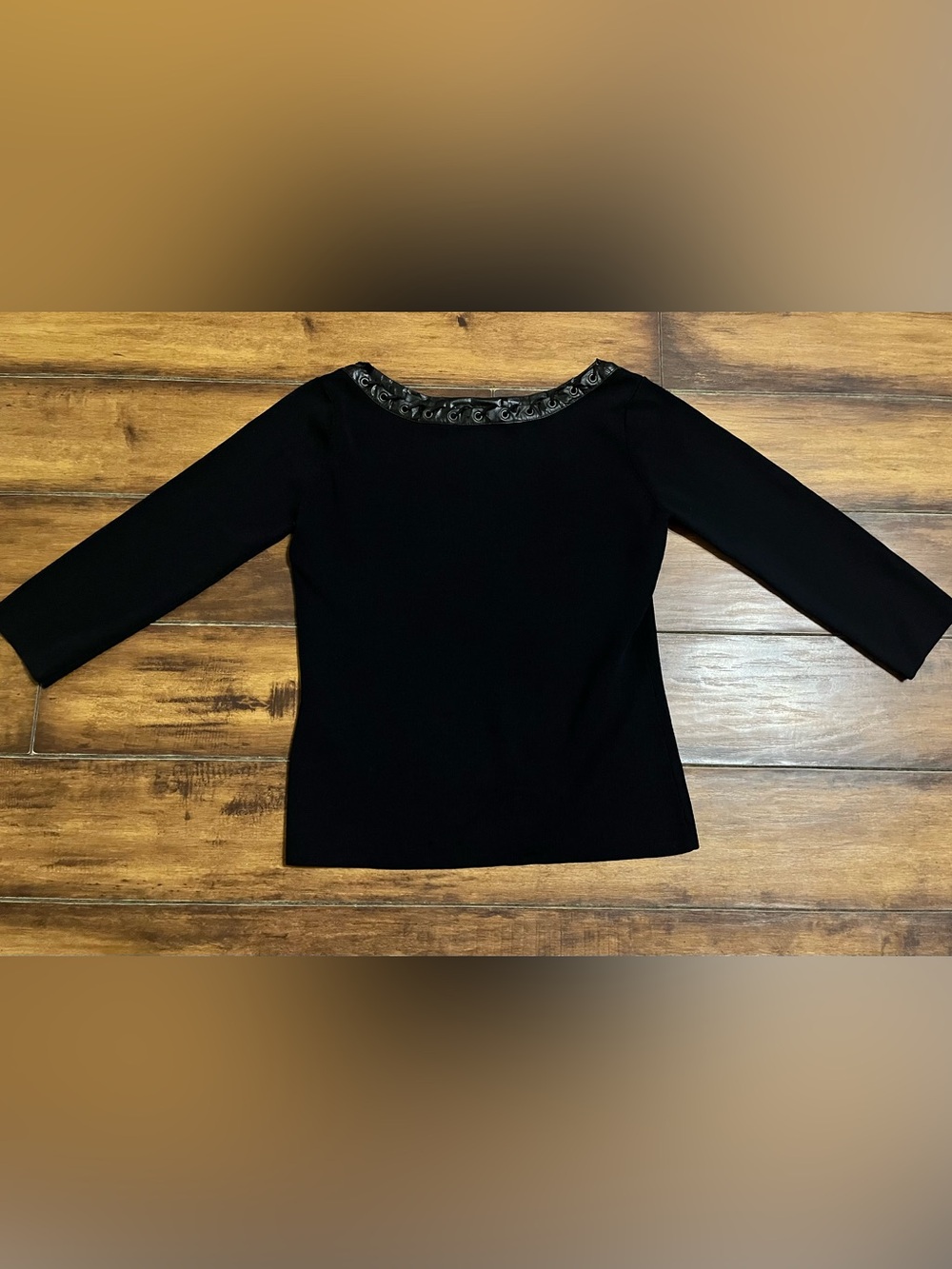 Vintage Joseph A. Black Lace-Up Grommet Neck Top Size M Y2K Goth